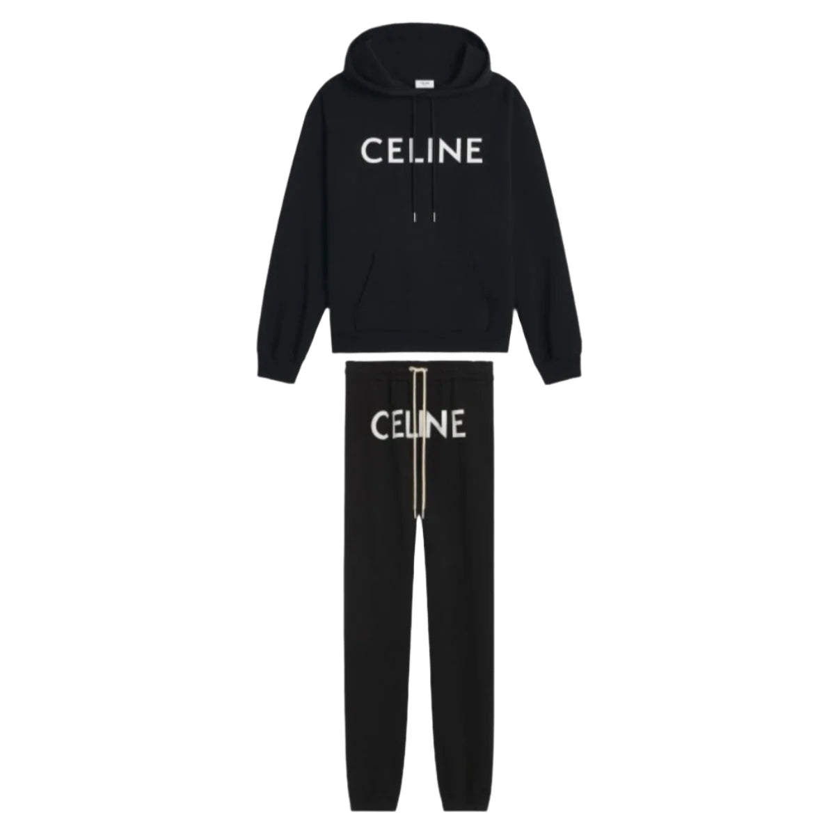 Celine Tracksuit In Cotton Fleece-Black/White