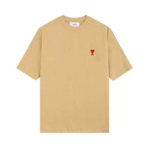 Ami Tee Beige Logo Red