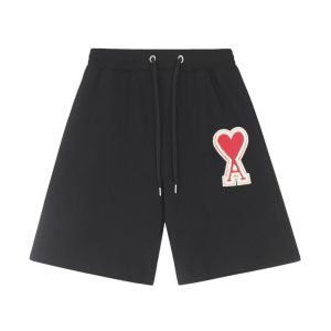 Ami Shorts Black Logo Red