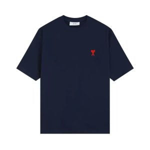 Ami Tee Navy Blue Logo Red