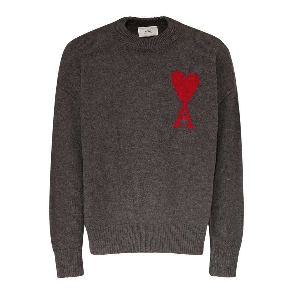 Ami Paris Sweater Red Logo Grey