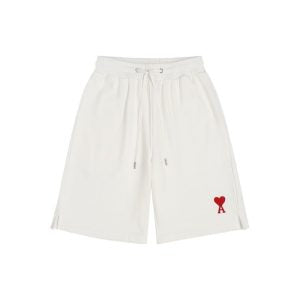 Ami Shorts White Logo Red