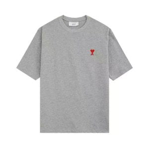 Ami Tee Grey Logo Red