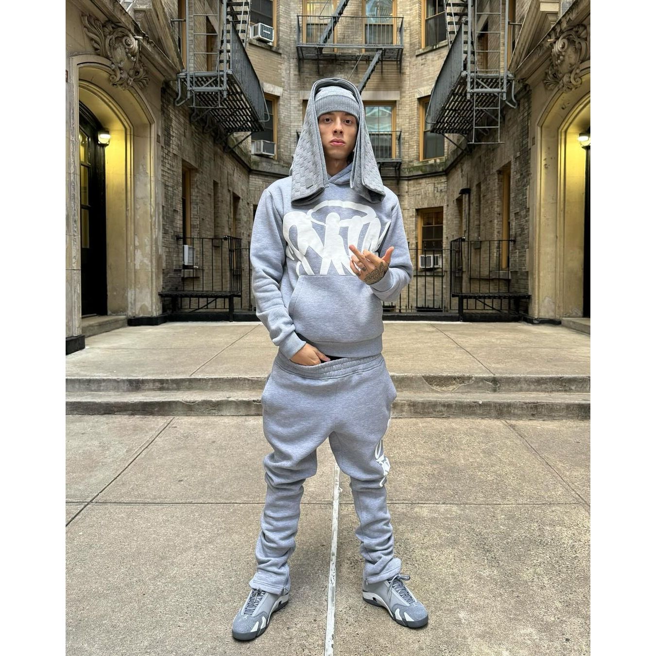 SYNAWORLD TEAM SYNA TRACKSUIT - MARL GREY/WHITE