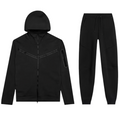 Nike Tech Fleece طقم رياضي بغطاء رأس بسحاب كامل أسود