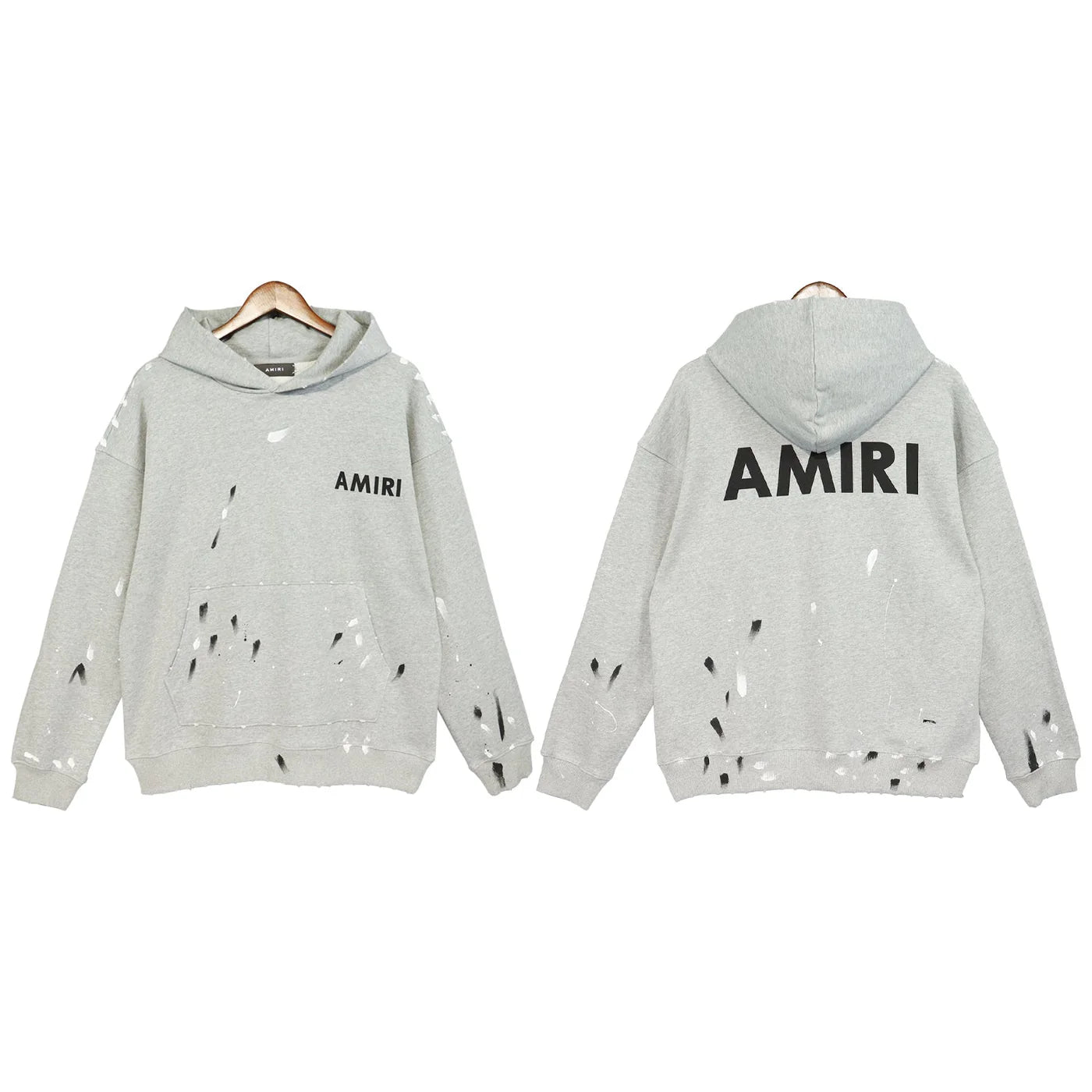 Amiri Plaint Splatter Hoodie Grey